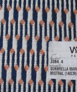 Vyva Fabrics Sunbrella Marquetry Mistral J384 oranje koningsblauw wit