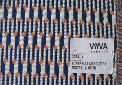 Vyva Fabrics Sunbrella Marquetry Mistral J384 oranje koningsblauw wit