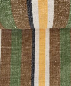 Retro meubelstof met banen groen geel bruin creme