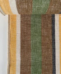 Retro meubelstof met banen groen geel bruin creme