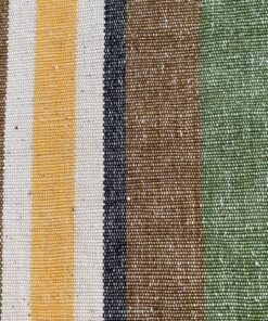 Retro meubelstof met banen groen geel bruin creme
