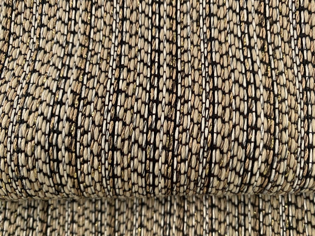 stof creme beige goud zwart met verticale streep