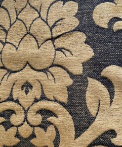Barok patroon meubelstof camel op zwart
