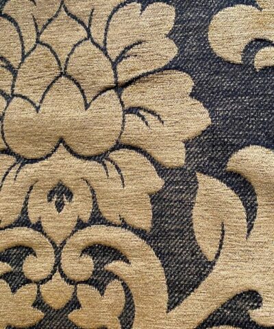 Barok patroon meubelstof camel op zwart