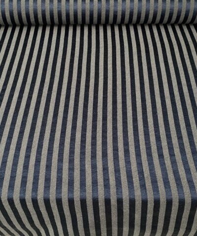 meubelstof blauw grijs streep patroon