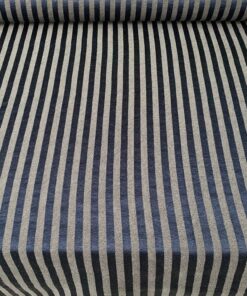 meubelstof blauw grijs streep patroon