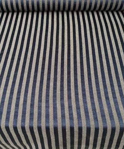 meubelstof blauw grijs streep patroon