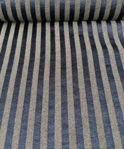 meubelstof blauw grijs streep patroon