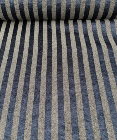 meubelstof blauw grijs streep patroon