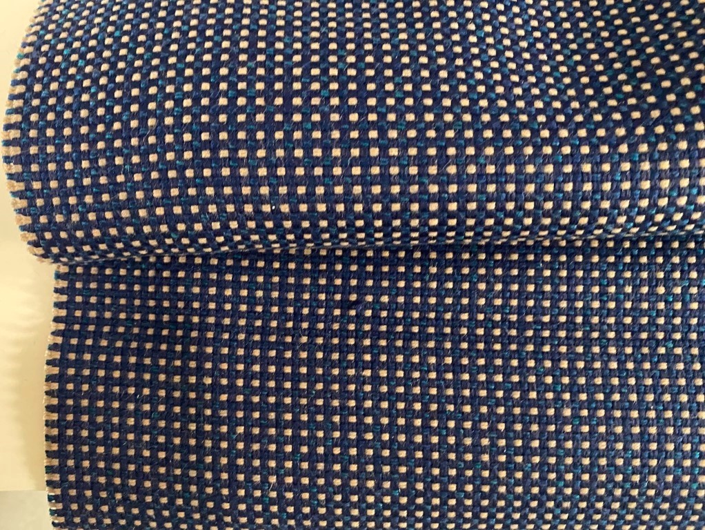 Sunbrella Domino Jackpot Dom R050 blauw beige groen blokjes patroon