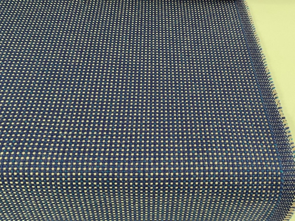 Sunbrella Domino Jackpot Dom R050 blauw beige groen blokjes patroon