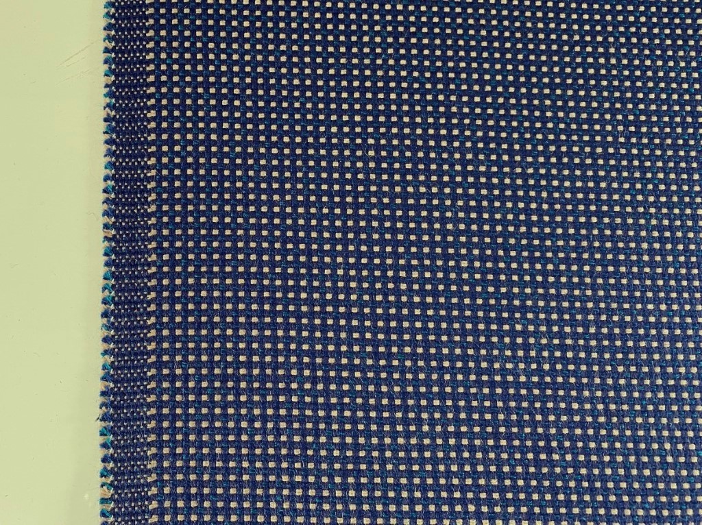 Sunbrella Domino Jackpot Dom R050 blauw beige groen blokjes patroon